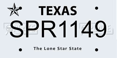 SPR1149 Texas License Plate