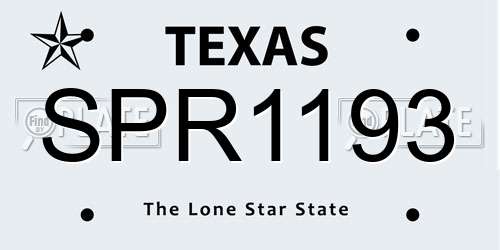 SPR1193 Texas License Plate