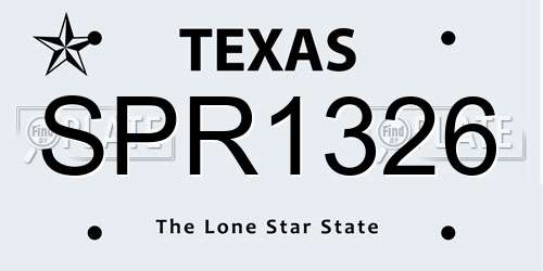 SPR1326 Texas License Plate