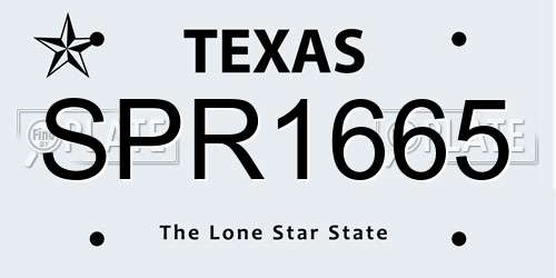 SPR1665 Texas License Plate