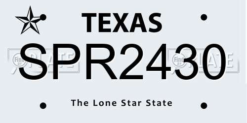 SPR2430 Texas License Plate