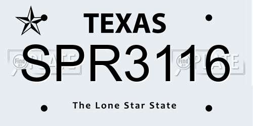 SPR3116 Texas License Plate