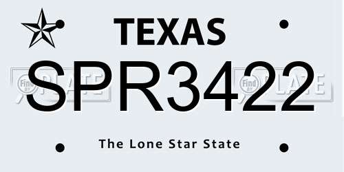 SPR3422 Texas License Plate