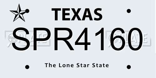 SPR4160 Texas License Plate