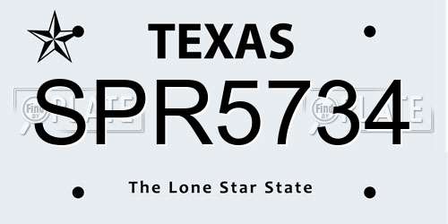 SPR5734 Texas License Plate
