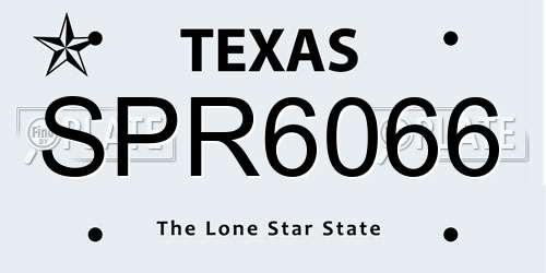 SPR6066 Texas License Plate