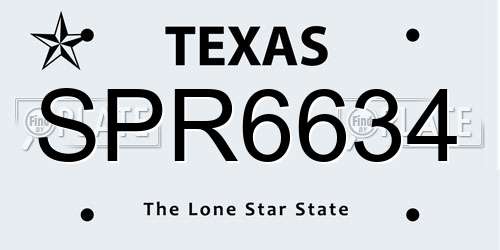 SPR6634 Texas License Plate