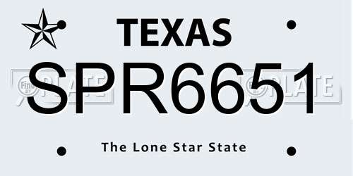 SPR6651 Texas License Plate