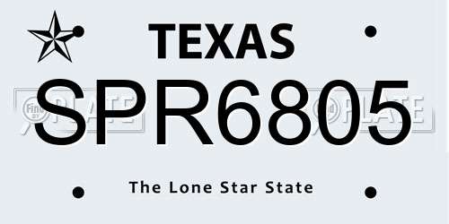 SPR6805 Texas License Plate