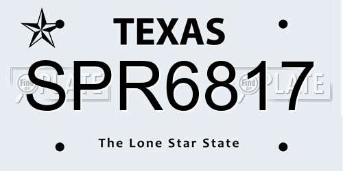 SPR6817 Texas License Plate