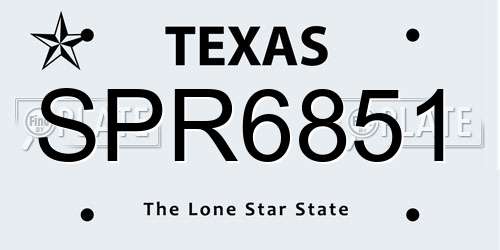SPR6851 Texas License Plate