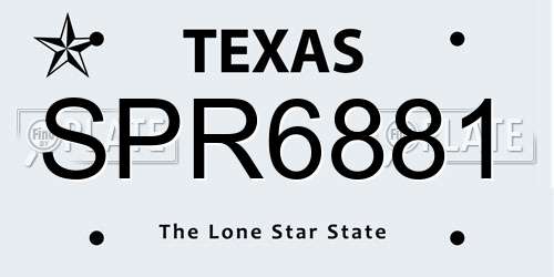SPR6881 Texas License Plate
