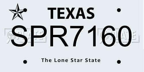 SPR7160 Texas License Plate