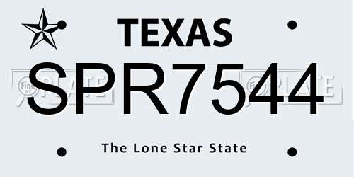 SPR7544 Texas License Plate