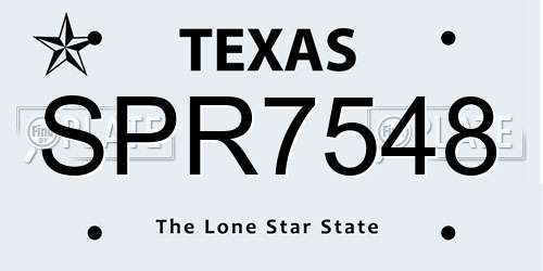 SPR7548 Texas License Plate