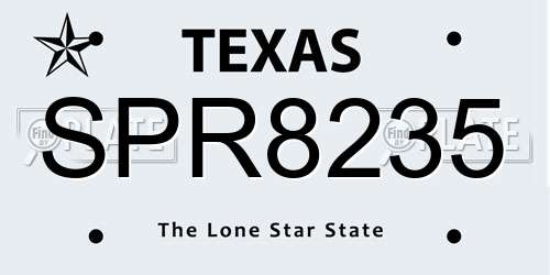 SPR8235 Texas License Plate