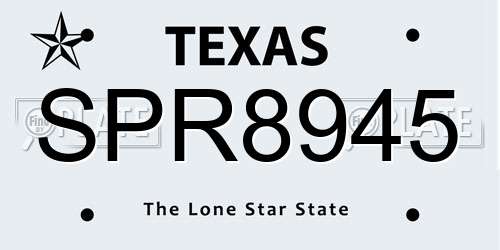 SPR8945 Texas License Plate