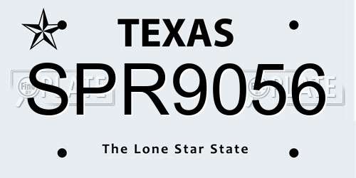 SPR9056 Texas License Plate