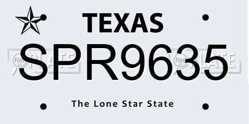 SPR9635 Texas License Plate