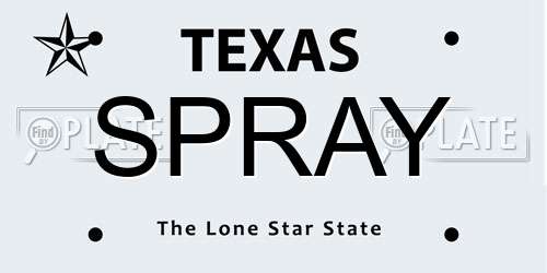 SPRAY Texas License Plate