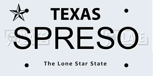 SPRESO Texas License Plate