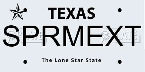 SPRMEXT Texas License Plate