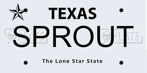 SPROUT Texas License Plate