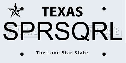 SPRSQRL Texas License Plate