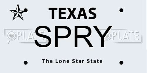 SPRY Texas License Plate