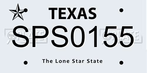 SPS0155 Texas License Plate