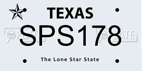 SPS178 Texas License Plate