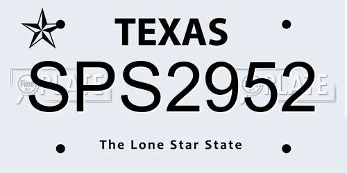 SPS2952 Texas License Plate
