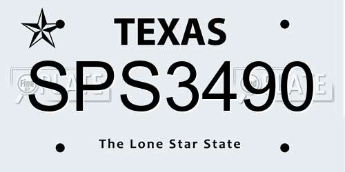 SPS3490 Texas License Plate