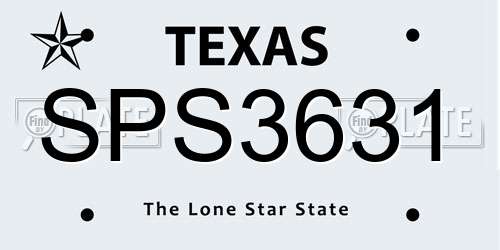 SPS3631 Texas License Plate