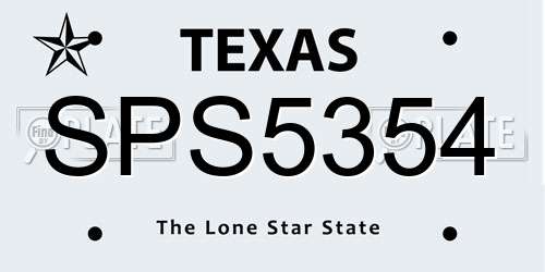 SPS5354 Texas License Plate