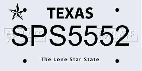 SPS5552 Texas License Plate