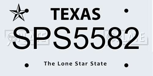 SPS5582 Texas License Plate