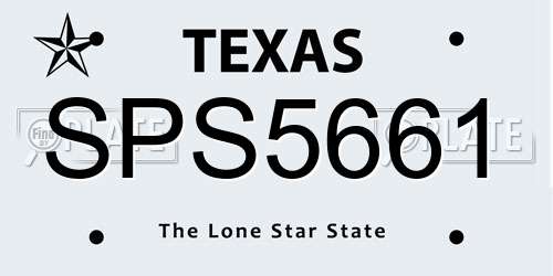 SPS5661 Texas License Plate
