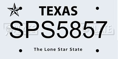 SPS5857 Texas License Plate