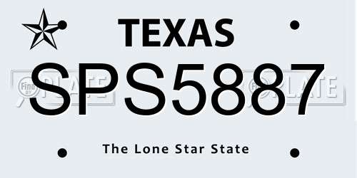 SPS5887 Texas License Plate