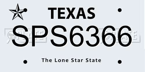 SPS6366 Texas License Plate
