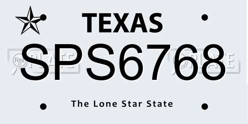 SPS6768 Texas License Plate