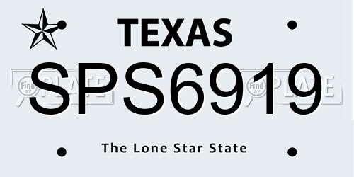 SPS6919 Texas License Plate