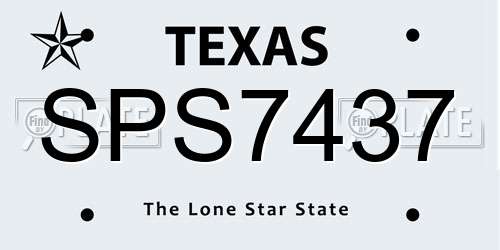 SPS7437 Texas License Plate