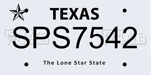 SPS7542 Texas License Plate