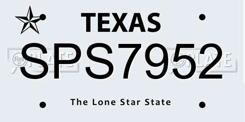 SPS7952 Texas License Plate