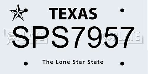 SPS7957 Texas License Plate