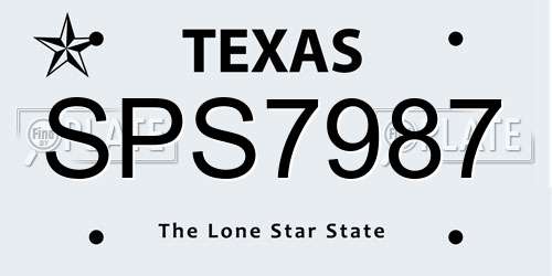 SPS7987 Texas License Plate