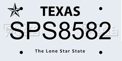 SPS8582 Texas License Plate