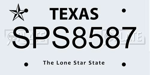 SPS8587 Texas License Plate